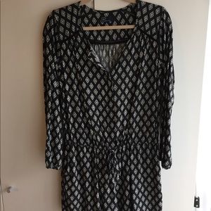 Navy and white patterned romper